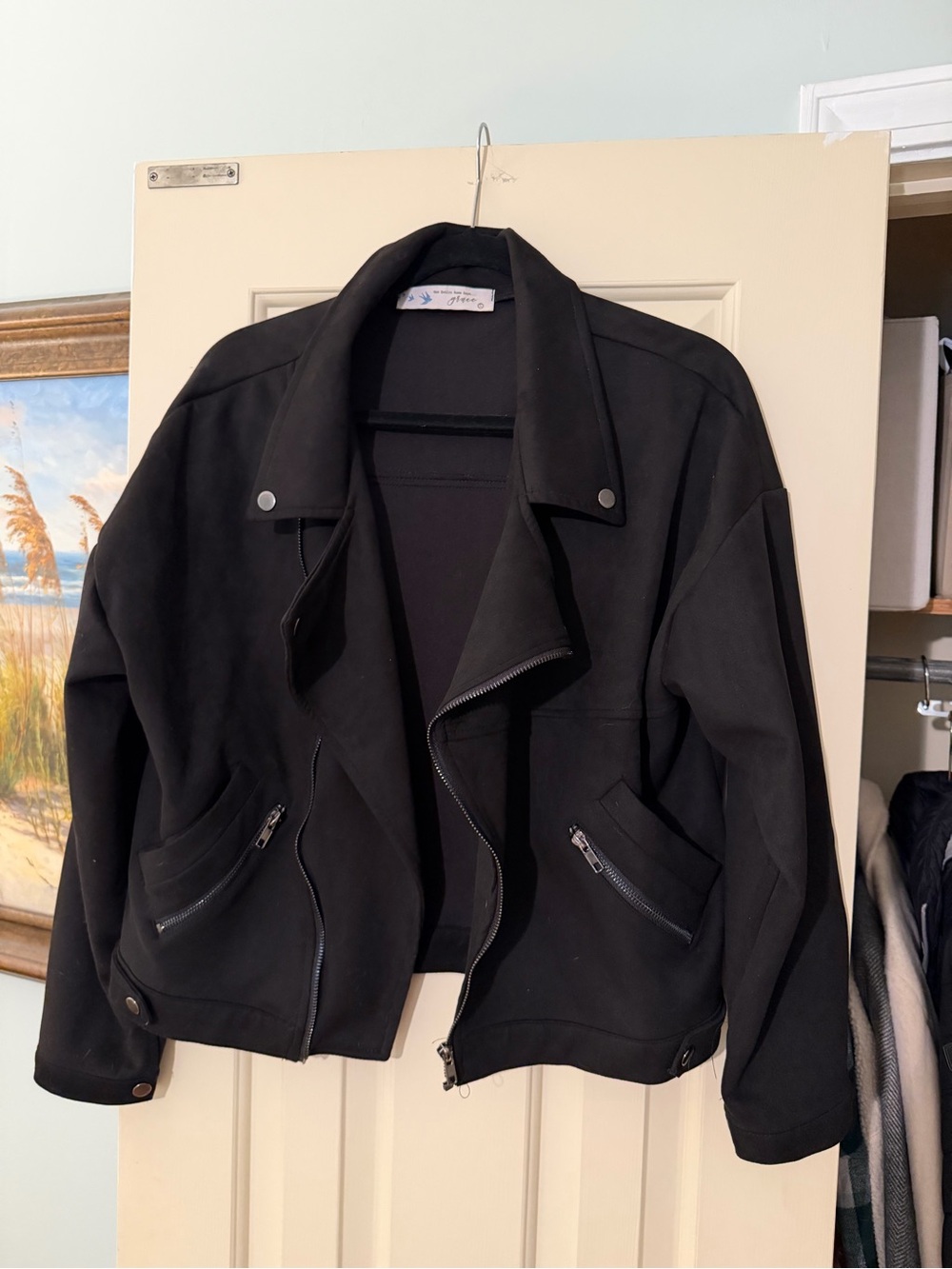 Grace Black Structured Jacket with Collar